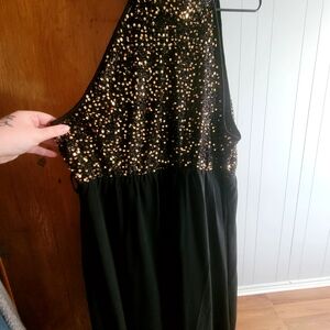 Stunning Black Dress with Gold Sequins